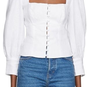 Reformation White Micah Linen Blouse size 2